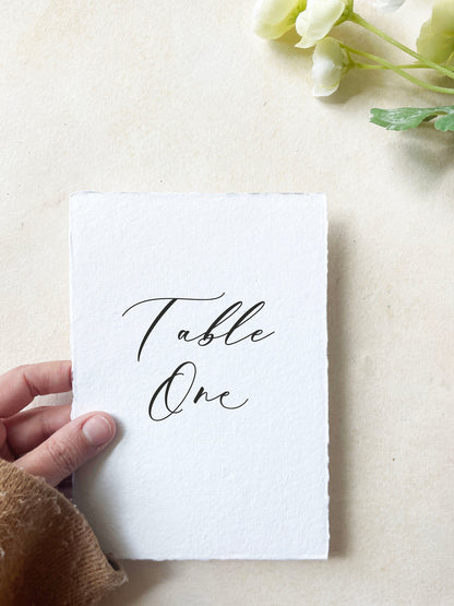 Modern Calligraphy Table Numbers | Handmade Paper