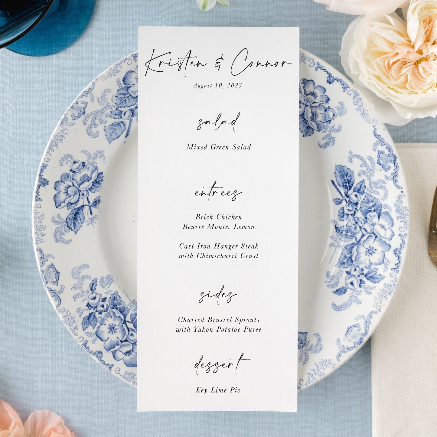 Semi-custom Modern Calligraphy Wedding Menu | Set of 10 | Printed