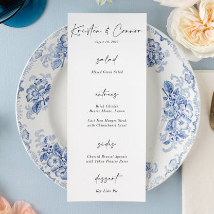 Semi-custom Modern Calligraphy Wedding Menu | Set of 10 | Printed