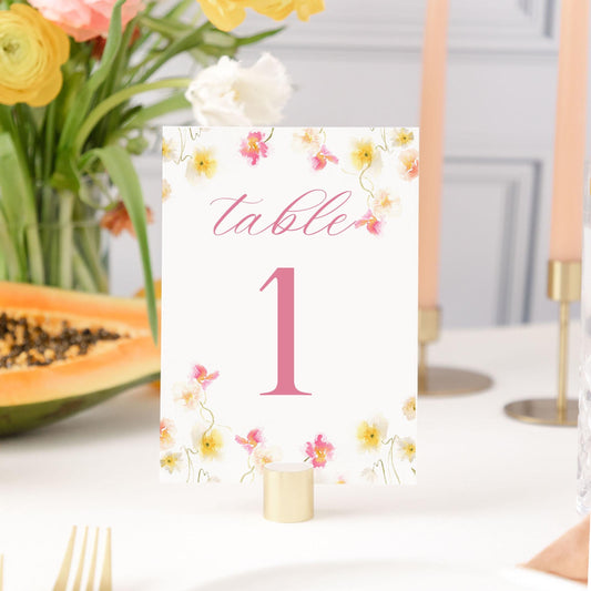 Floral Poppies Watercolor Table Numbers | Watercolor Paper