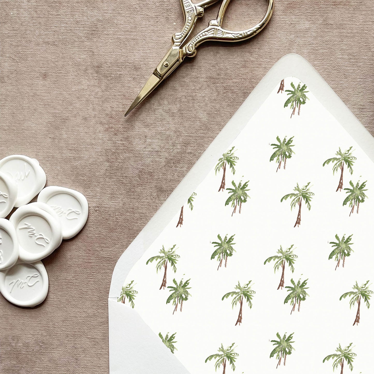 Palm Tree Envelope Liner | Set of 10 | For 5x7” Invitations