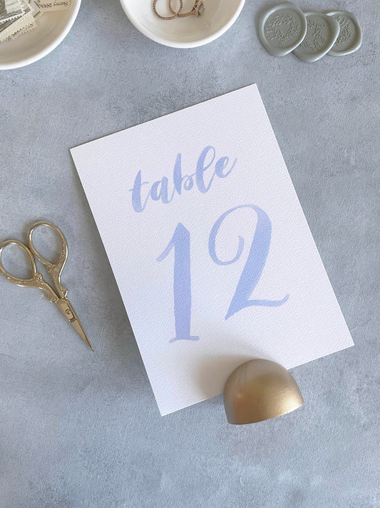 Blue Watercolor Table Numbers | Watercolor Paper