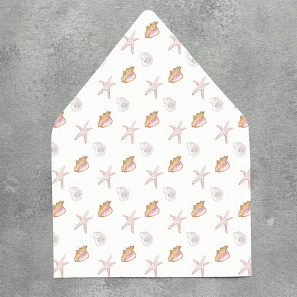 Tropical Seashell Envelope Liner | Set of 10 | For 5x7” Invitations