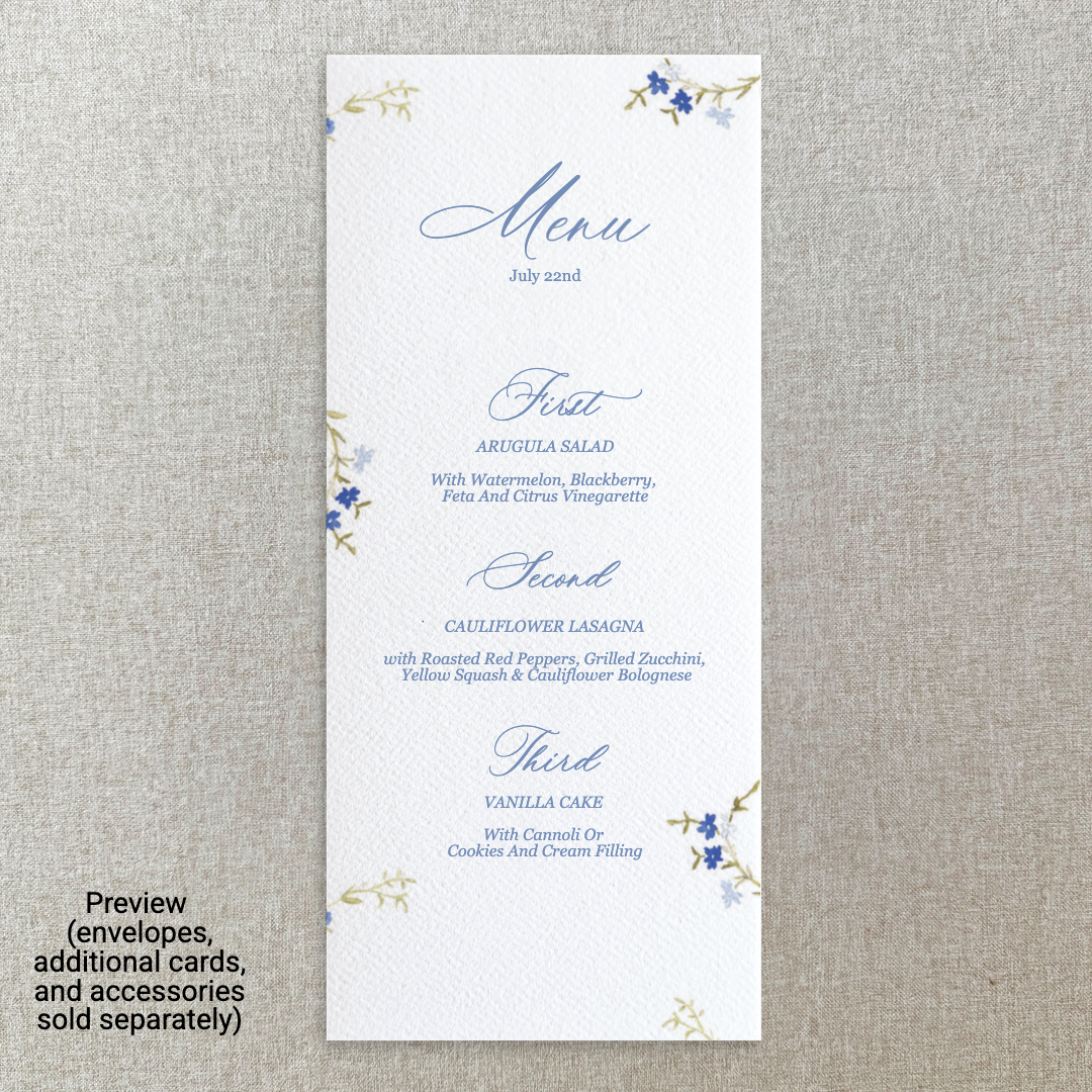 Blue Floral Menu