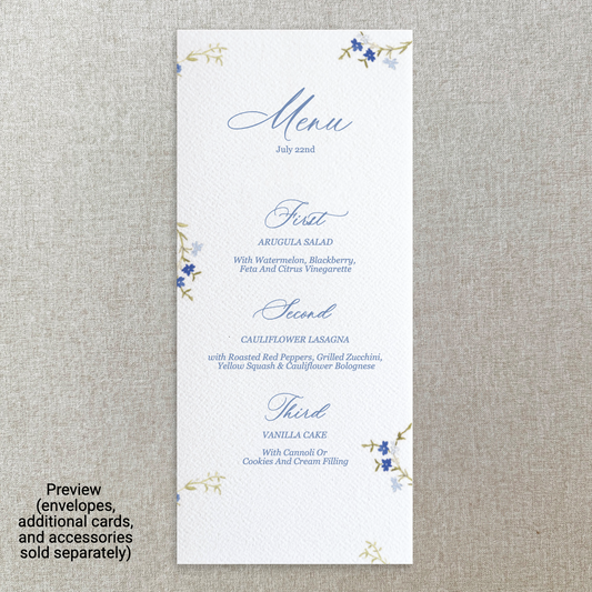 Blue Floral Menu