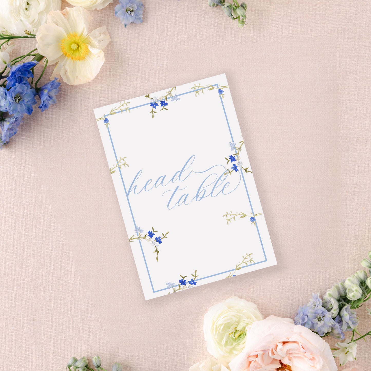 Blue Floral Wedding Signs | Your Custom Text | 5x7" or 8x10"