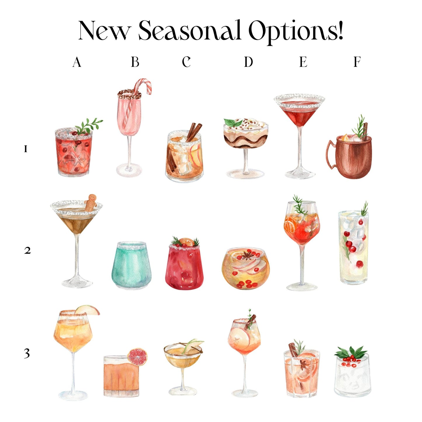 Semi-custom Holiday Signature Drink Menu