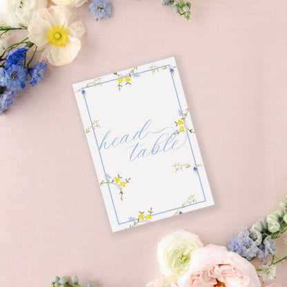 Blue and Yellow Floral Wedding Signs | Cards and Gifts | 5x7" or 8x10"