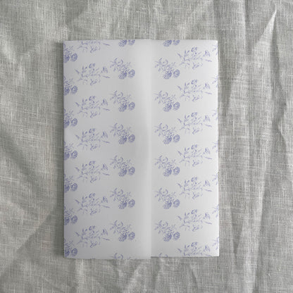 Blue Toile Floral Vellum Wrap | A7 or A6 | Set of 10