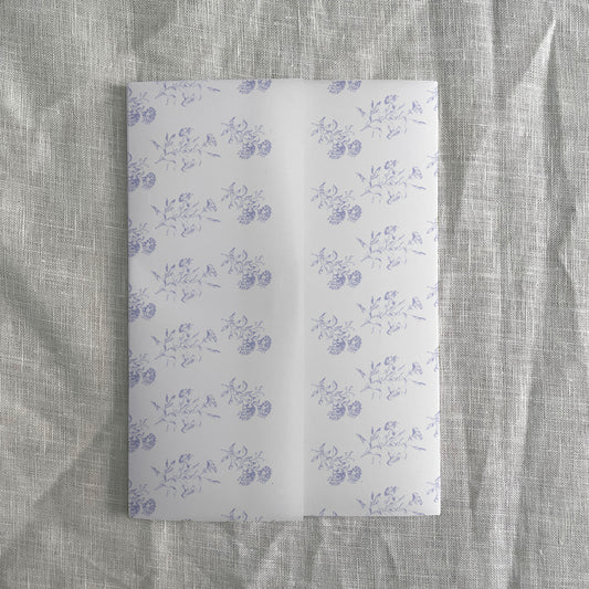 Blue Toile Floral Vellum Wrap | A7 | Set of 10