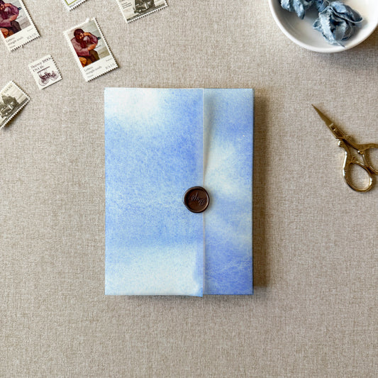 Blue Watercolor Vellum Wrap | A7 or A6 | Set of 10