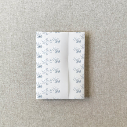 Blue Toile Floral Vellum Wrap | A7 or A6 | Set of 10