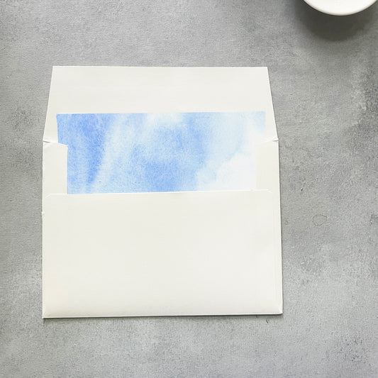 Blue Watercolor Envelope Liner | Square Flap | Set of 10