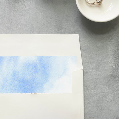 Blue Watercolor Envelope Liner | Square Flap | Set of 10