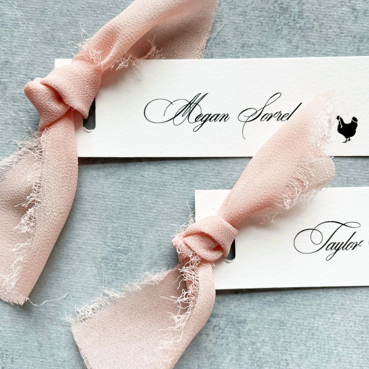 Slim Paper Place Card with Blush Ribbon | Set of 10 | Printed – Cotton ...