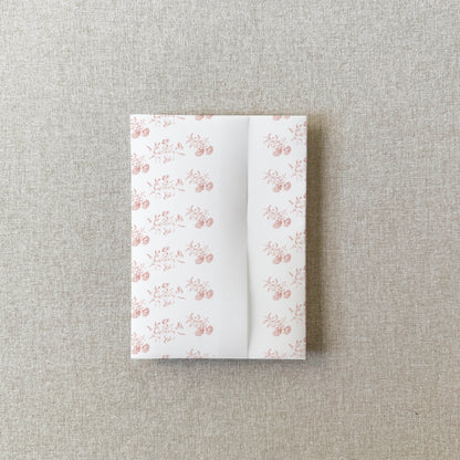 Blush Pink Toile Floral Vellum Wrap | A7 | Set of 10