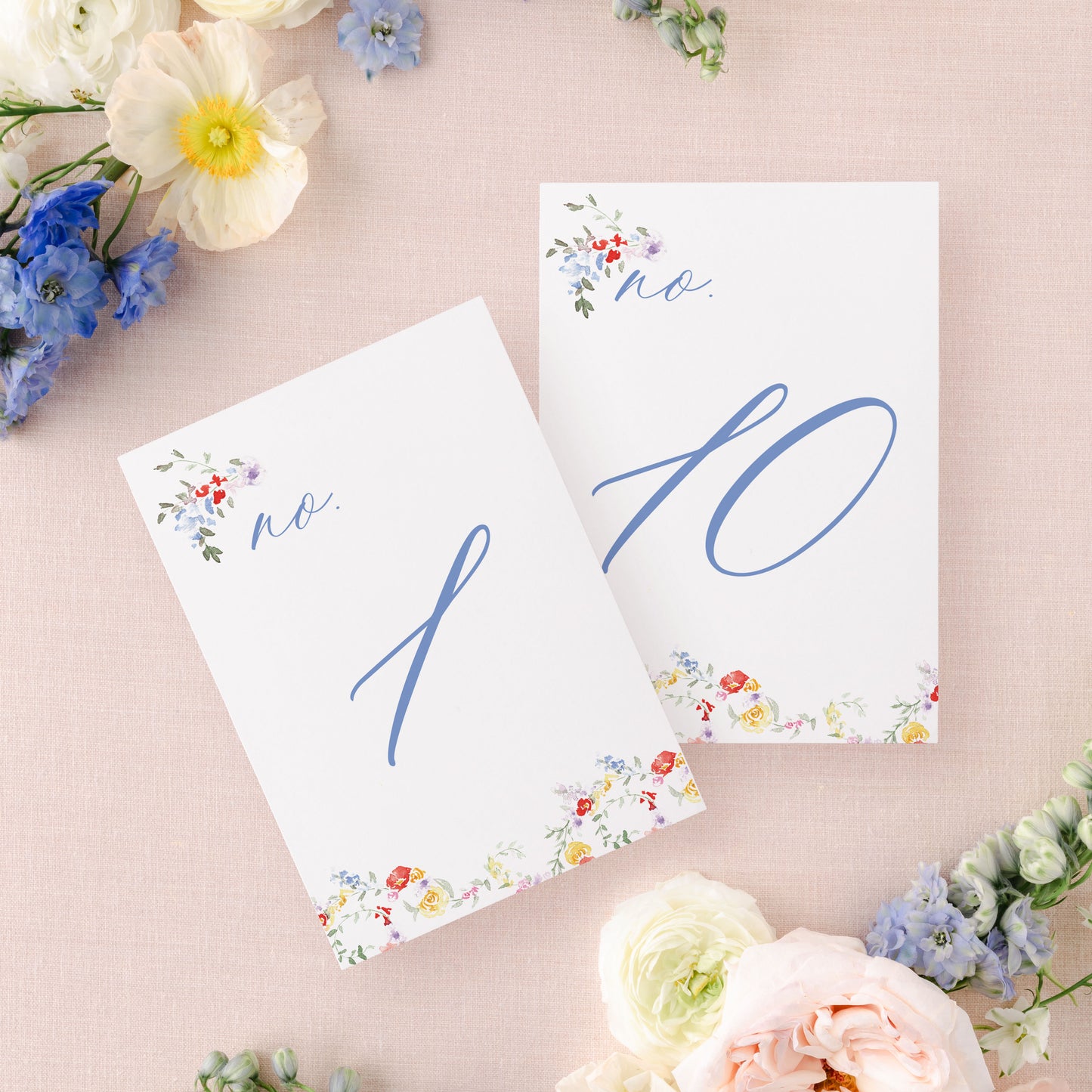 Bright Floral Watercolor Table Numbers | Watercolor Paper