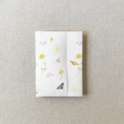 Butterfly Wildflower Vellum Wrap | A7 or A6 | Set of 10