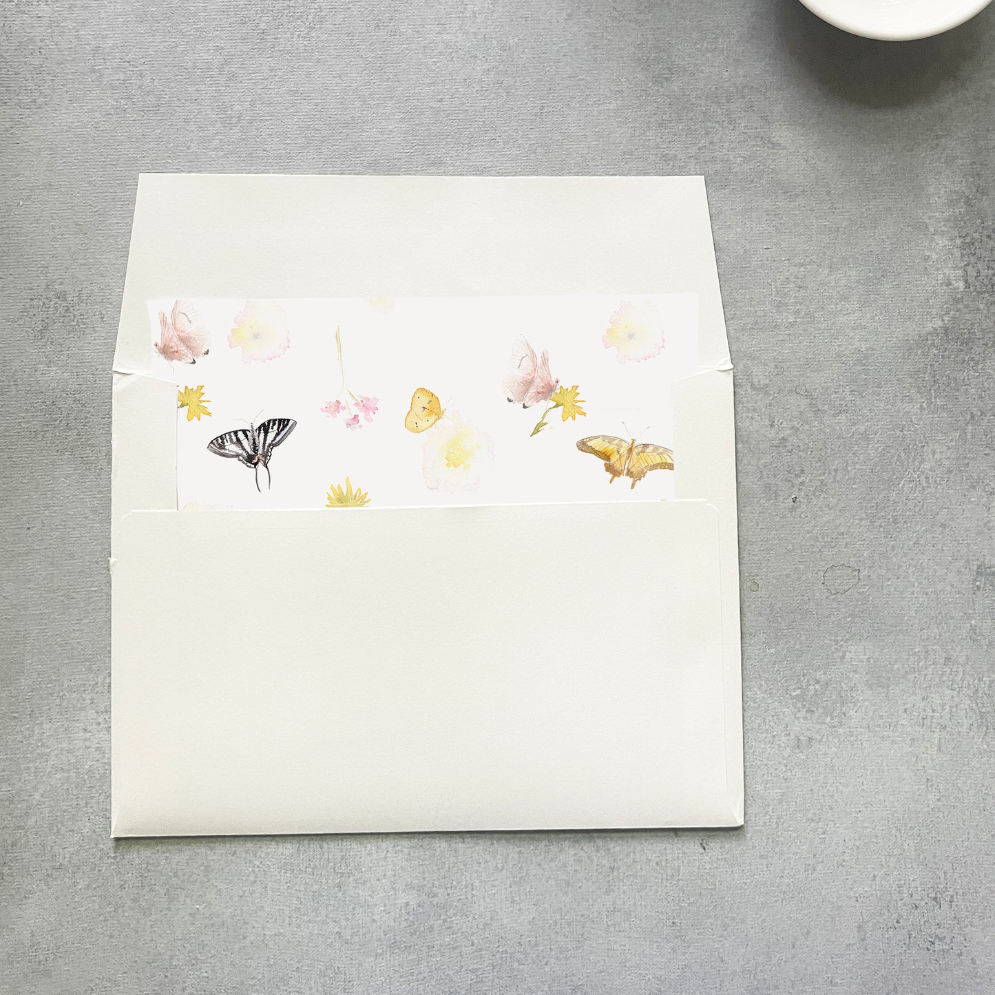 Butterfly Floral Envelope Liner | Square Flap | Set of 10