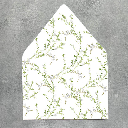 White Floral Envelope Liner | Set of 10 | For 5x7” Invitations