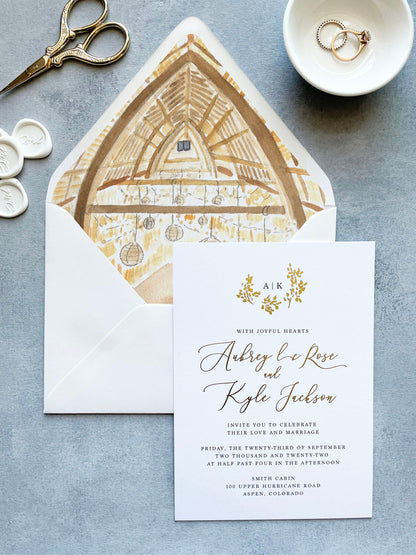 Barn Watercolor Envelope Liner | A7 Euroflap | Set of 10