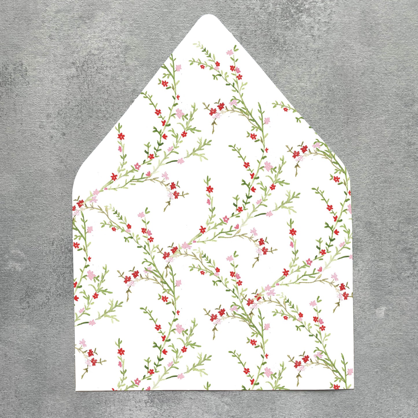 Pink and Red Floral Envelope Liner | Set of 10 | For 5x7” Invitations