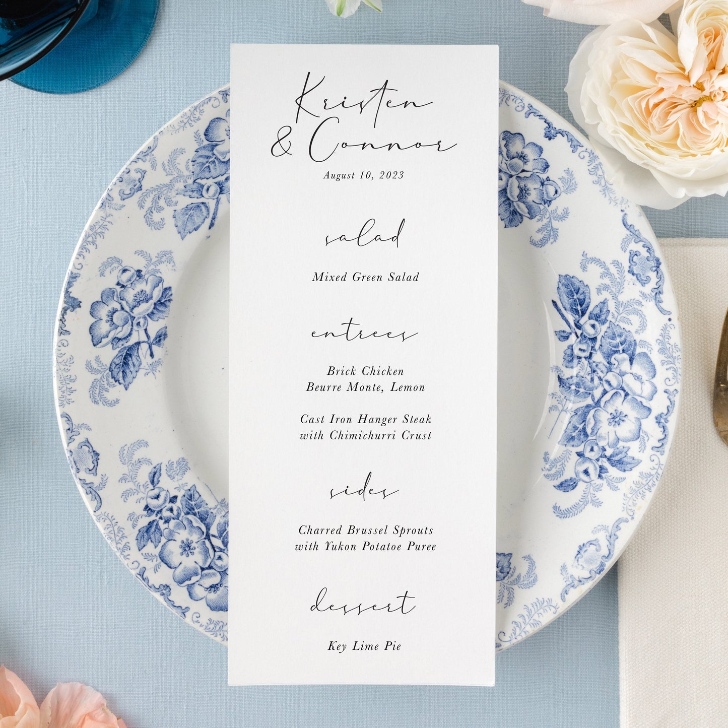 Semi-custom Calligraphy Wedding Menu | Set of 10 | Printed