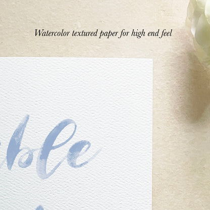 Blue Watercolor Table Numbers | Watercolor Paper