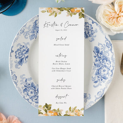 Orange Blossom Menus | Watercolor Paper | Set of 10