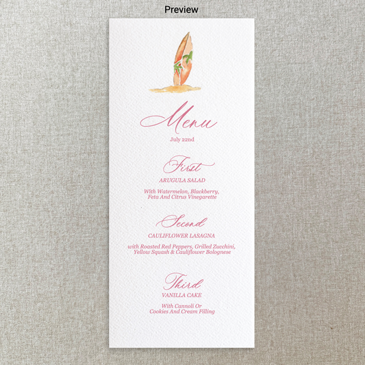 Surfboard Menu
