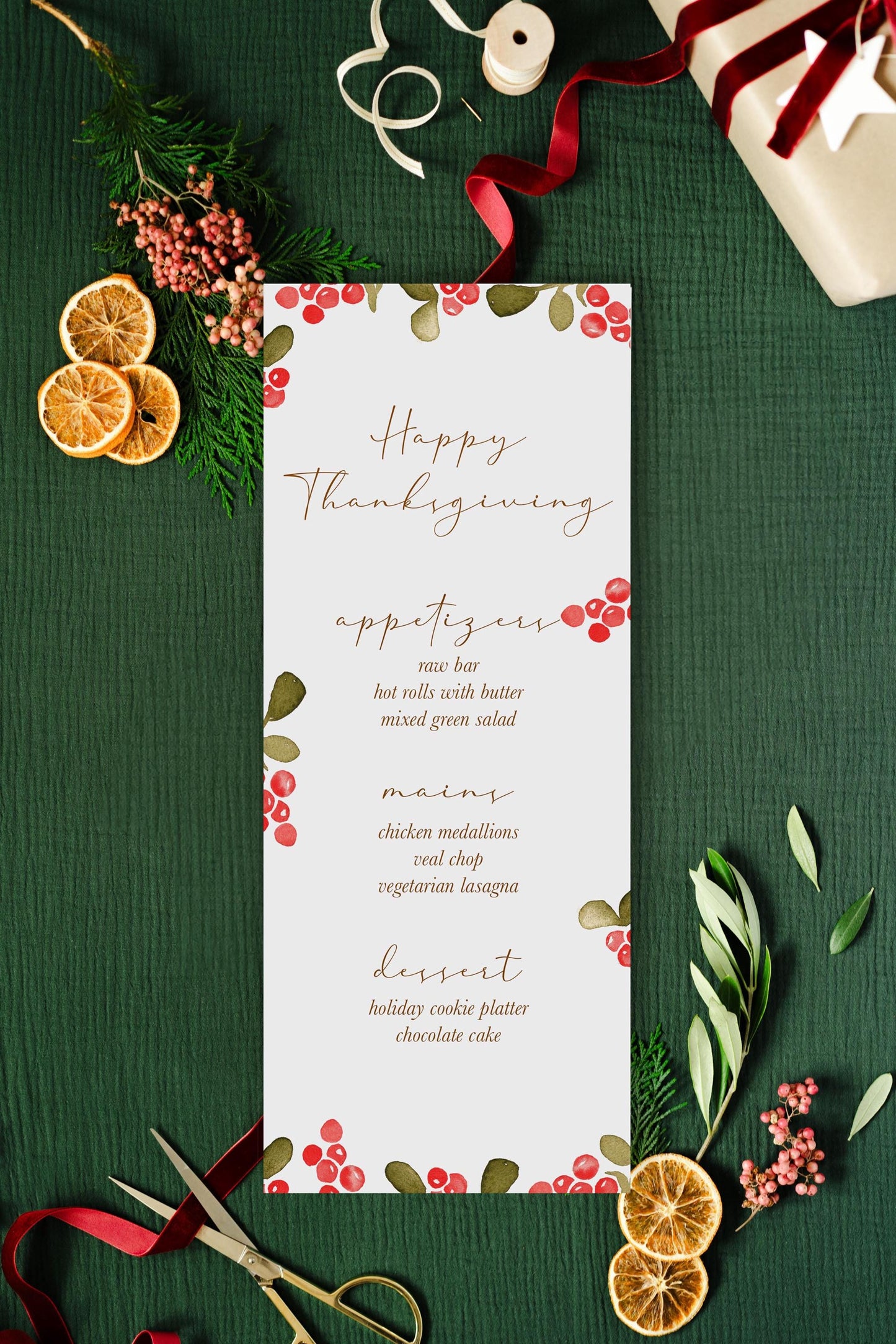 Formal Thanksgiving Menu | Set of 10 | Printed