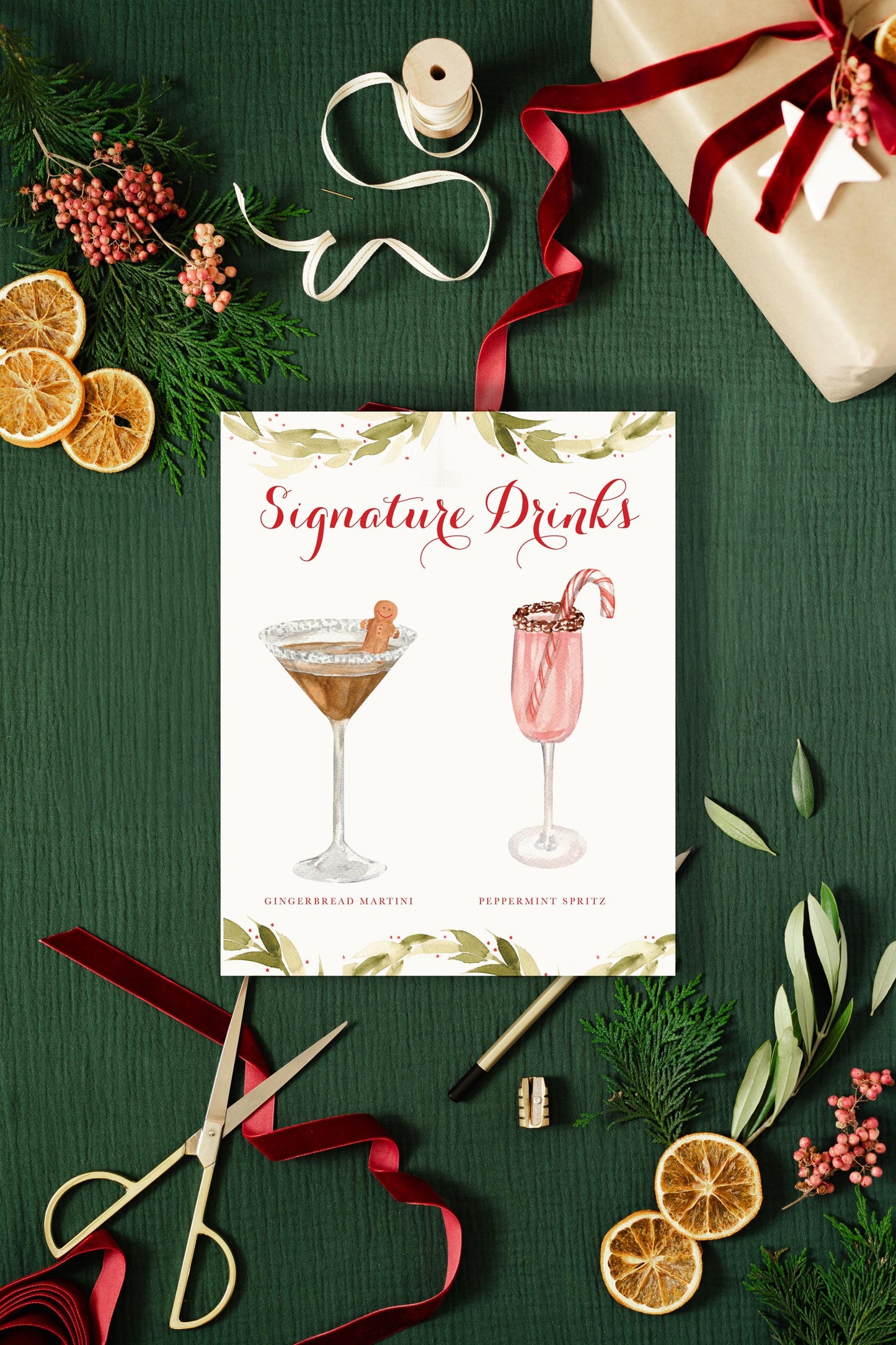 Semi-custom Merry Wreath Signature Drink Sign