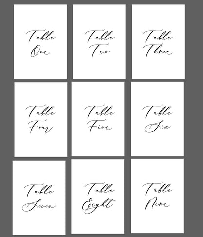 Modern Calligraphy Table Numbers | Watercolor Paper