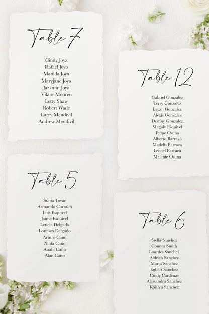 Watercolor Paper Seating Chart Cards