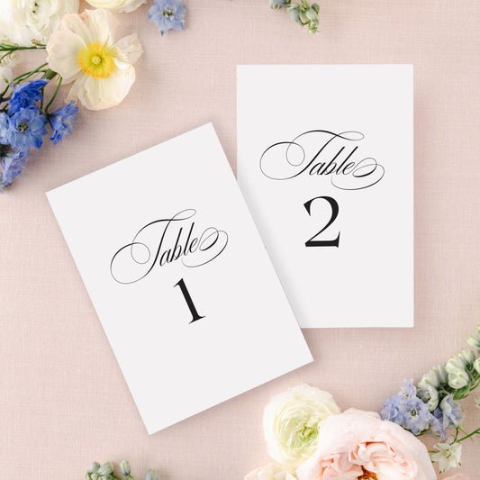 Formal Calligraphy Table Numbers | Watercolor Paper