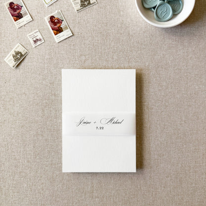 Custom Monogram Belly Band | Formal Script | For Regular A7 or Petite Invitations | Set of 10