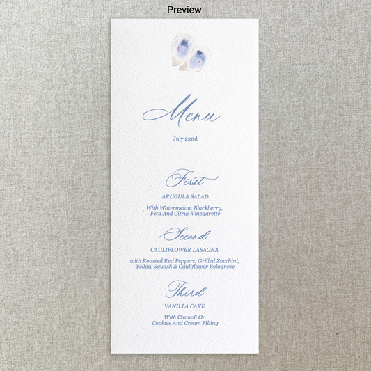 Watercolor Oyster Menu
