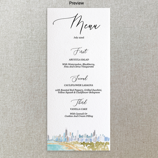 Chicago Watercolor Menu