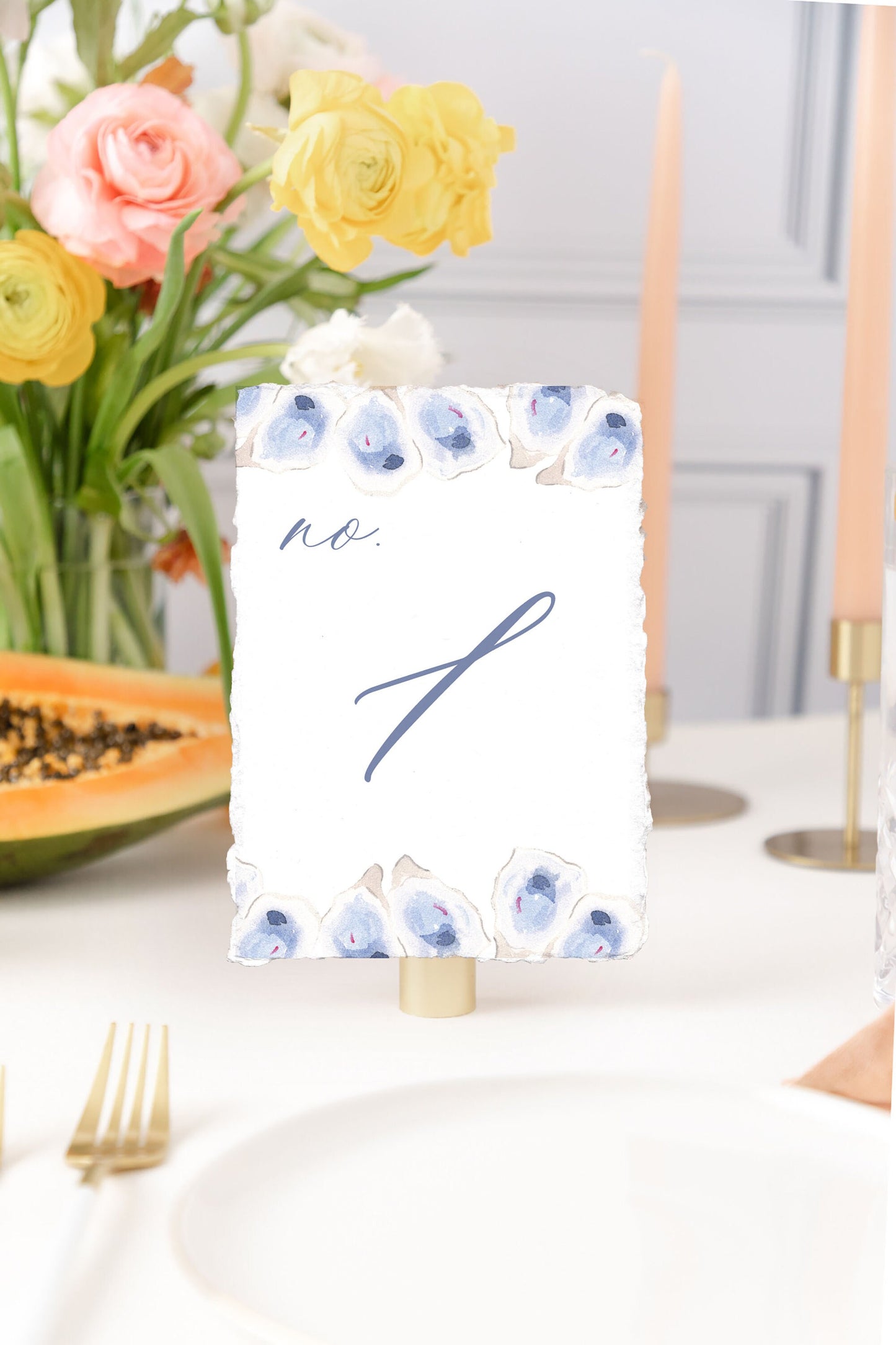 Oyster Watercolor Table Numbers | Handmade Paper