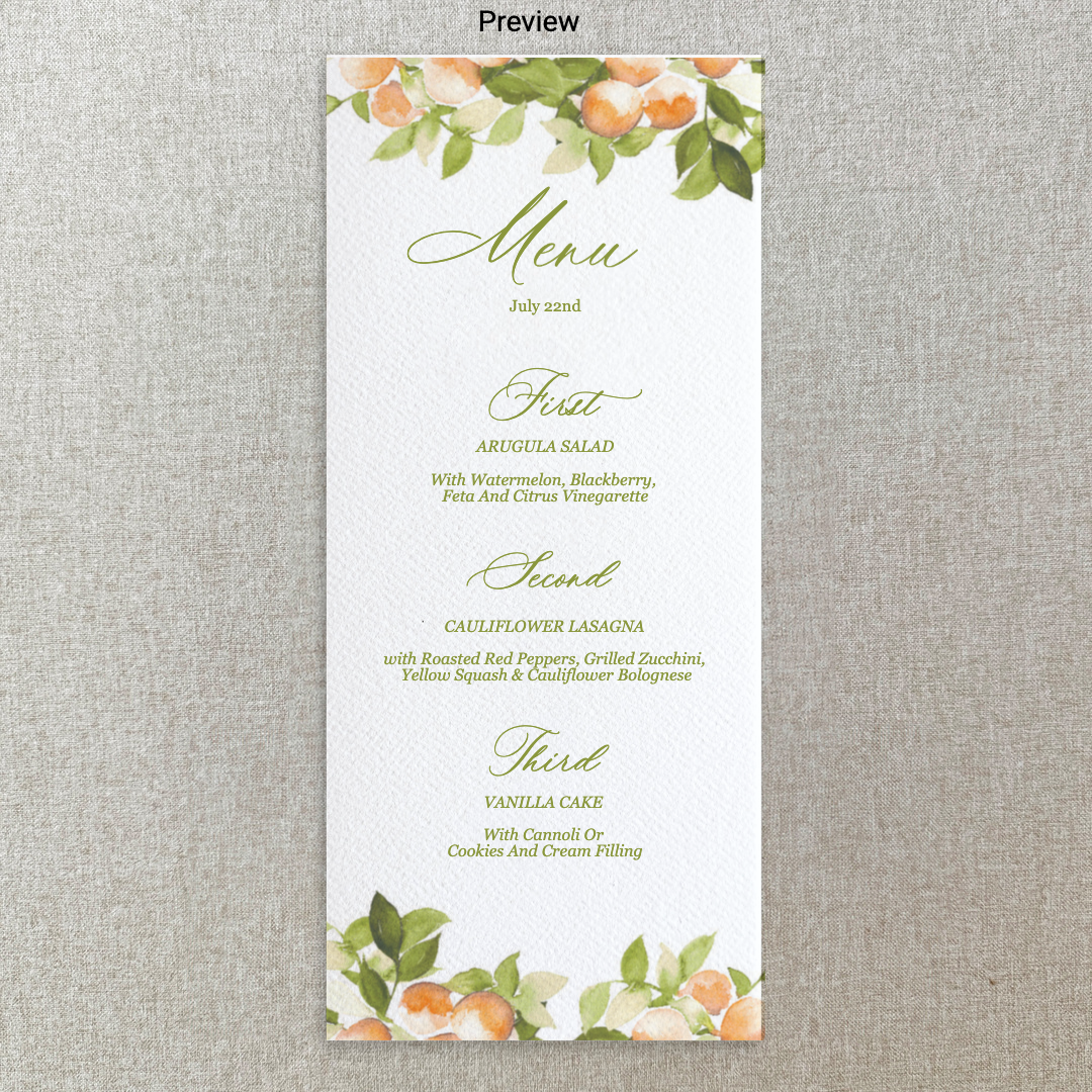 Oranges Menu