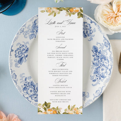 Orange Blossom Menus | Watercolor Paper | Set of 10