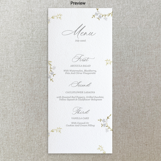 White Floral Menu