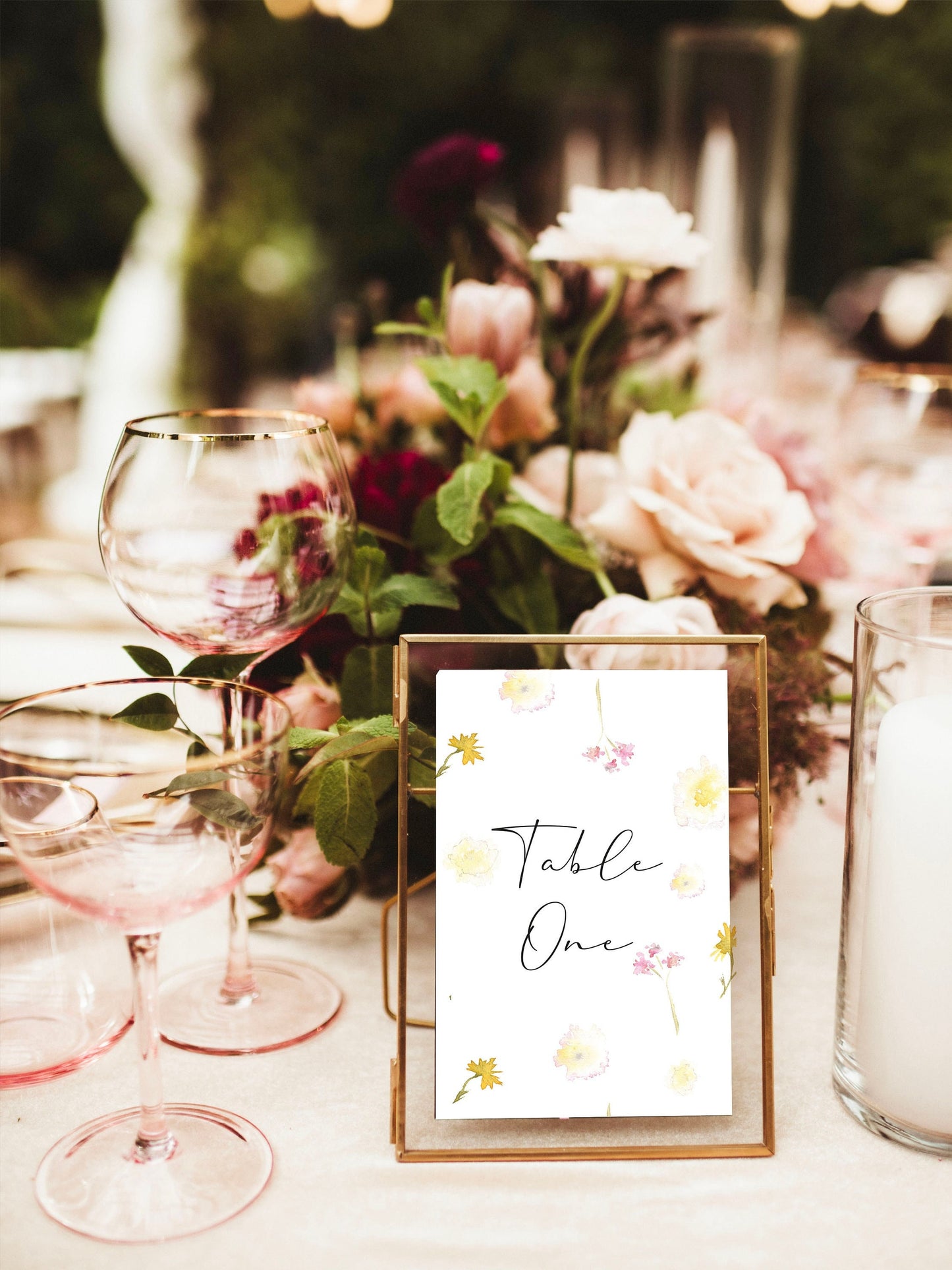 Bright Floral Wildflower Watercolor Table Numbers | Watercolor Paper