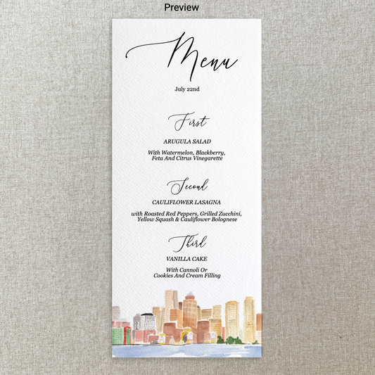 Boston Watercolor Menu
