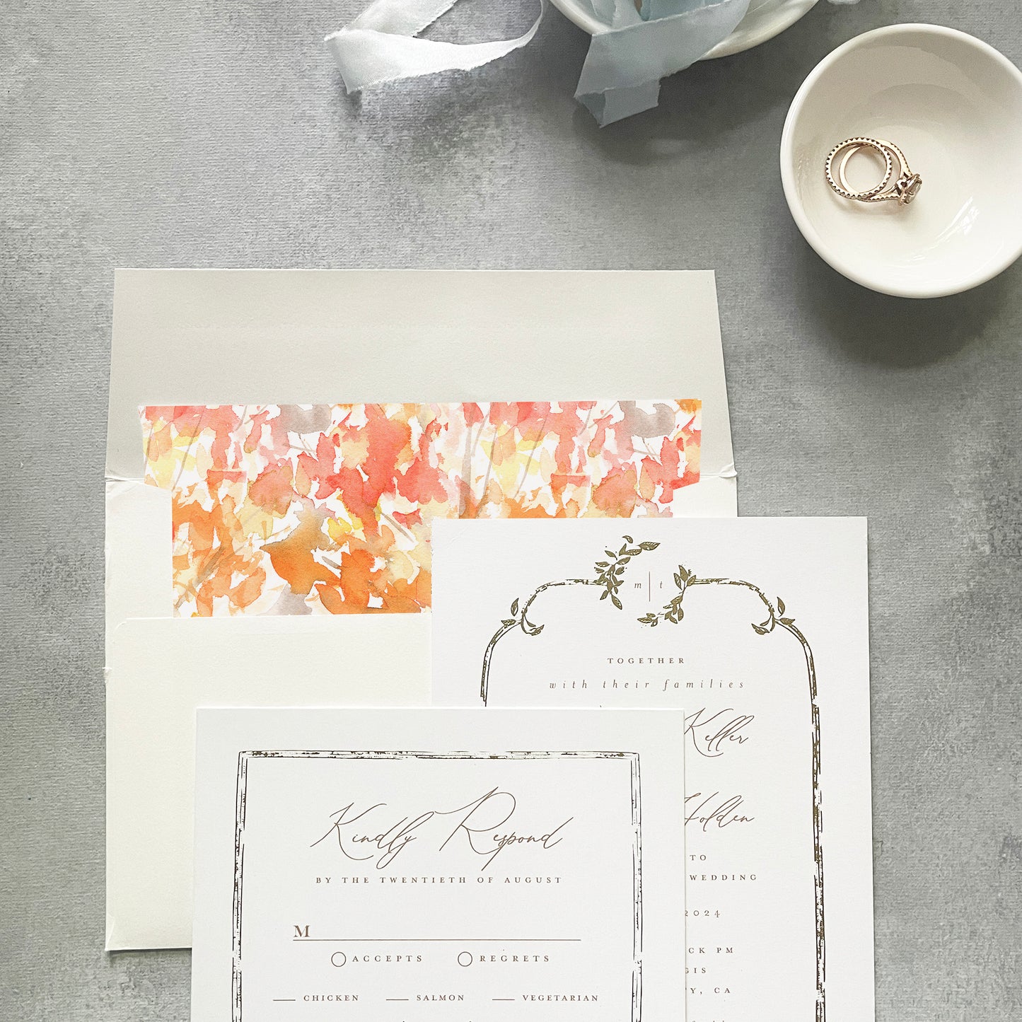 Fall Watercolor Envelope Liner | Square Flap | Set of 10