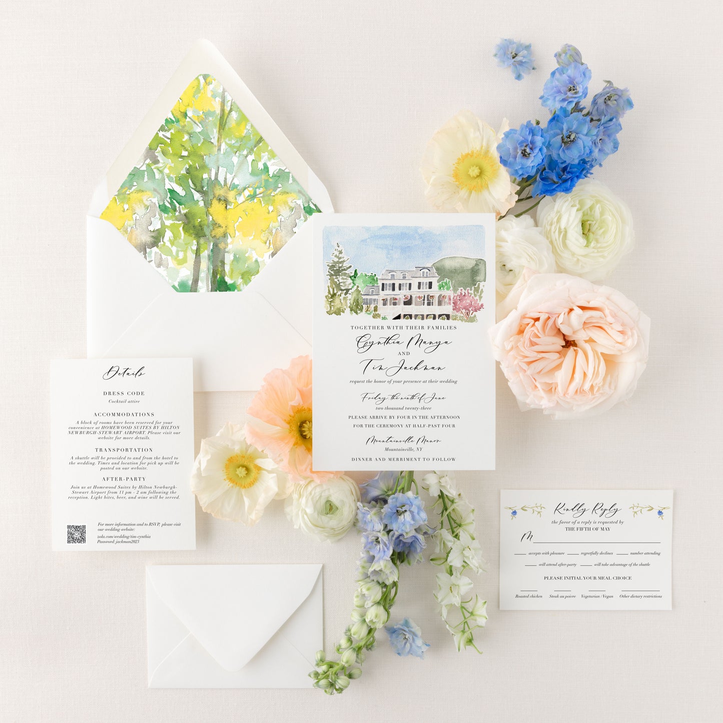 The Venue Collection | Semi-Custom Watercolor Wedding Invitations | Custom Venue Artwork Included