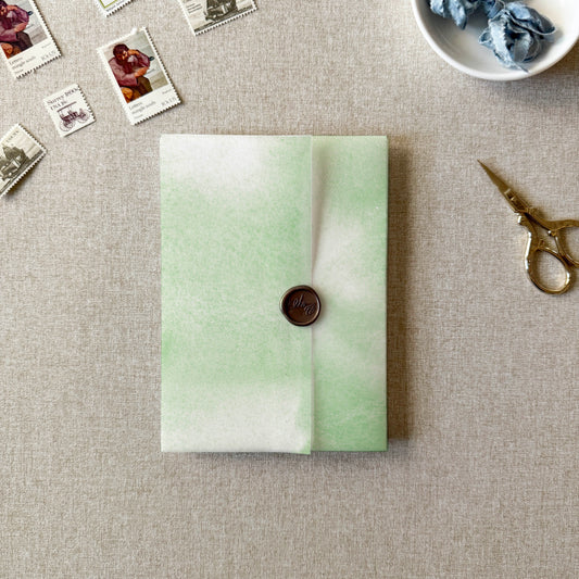 Sage Green Watercolor Vellum Wrap | A7 or A6 | Set of 10