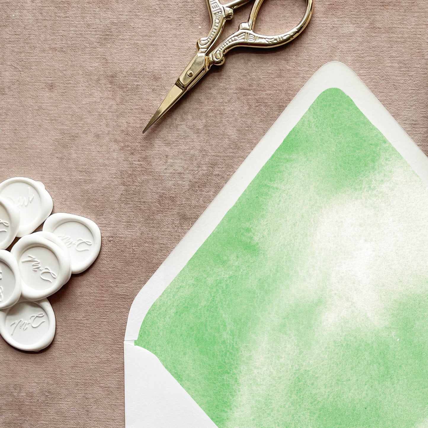 Sage Green Watercolor Envelope Liner | Euro Flap | Set of 10