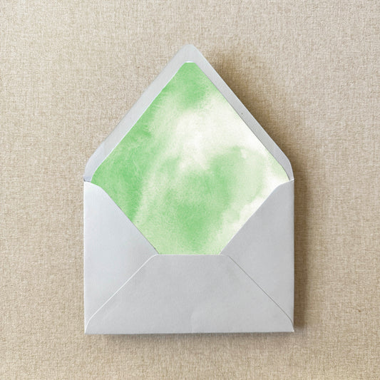 Sage Green Watercolor Envelope Liner | Euro Flap | Set of 10