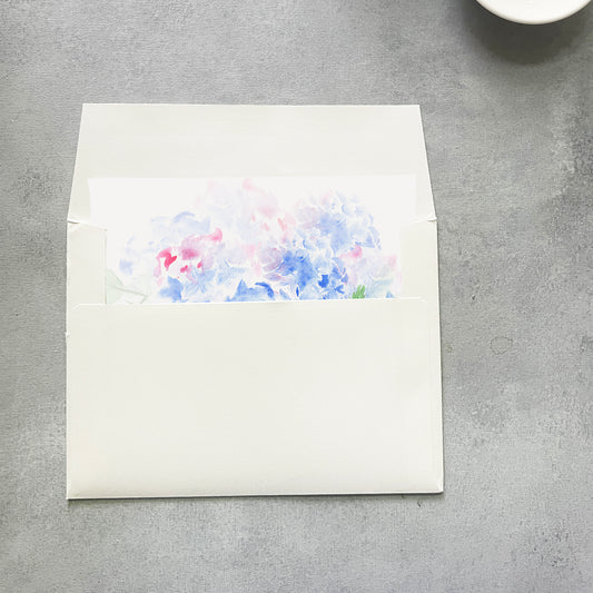 Blue Hydrangea Floral Envelope Liner | Square Flap | Set of 10